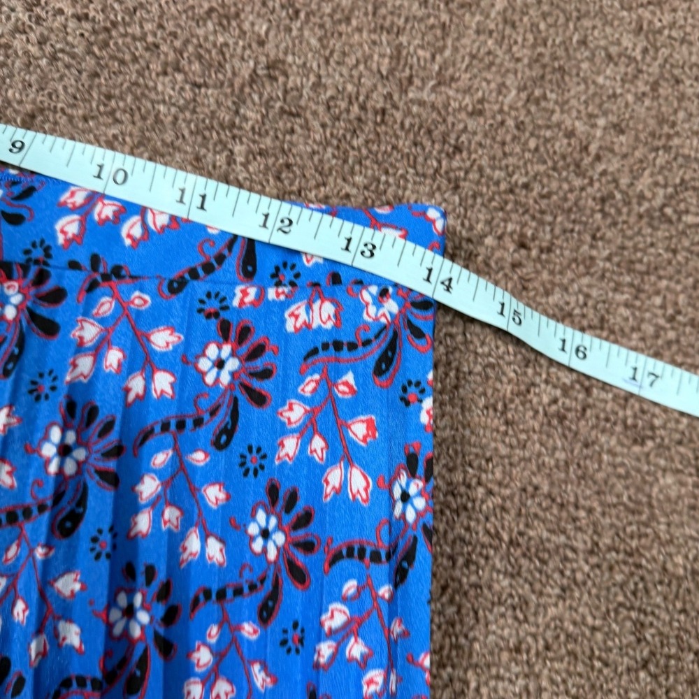 J.Crew Blue Floral Print Pleated Mini Skirt Size 2 - Picture 6 of 7